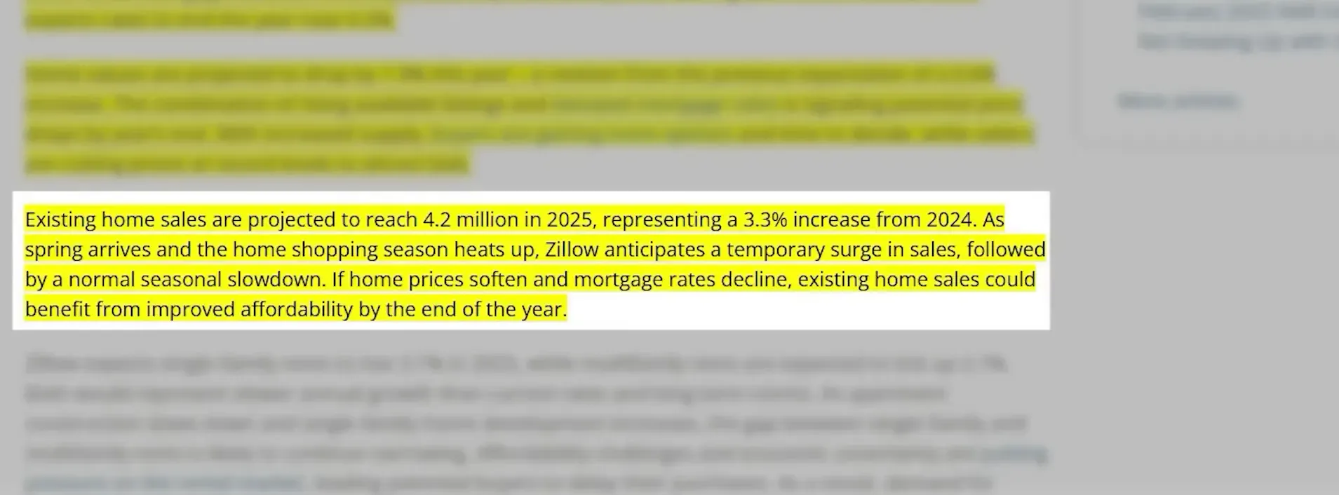 Zillow's sales forecast for 2025