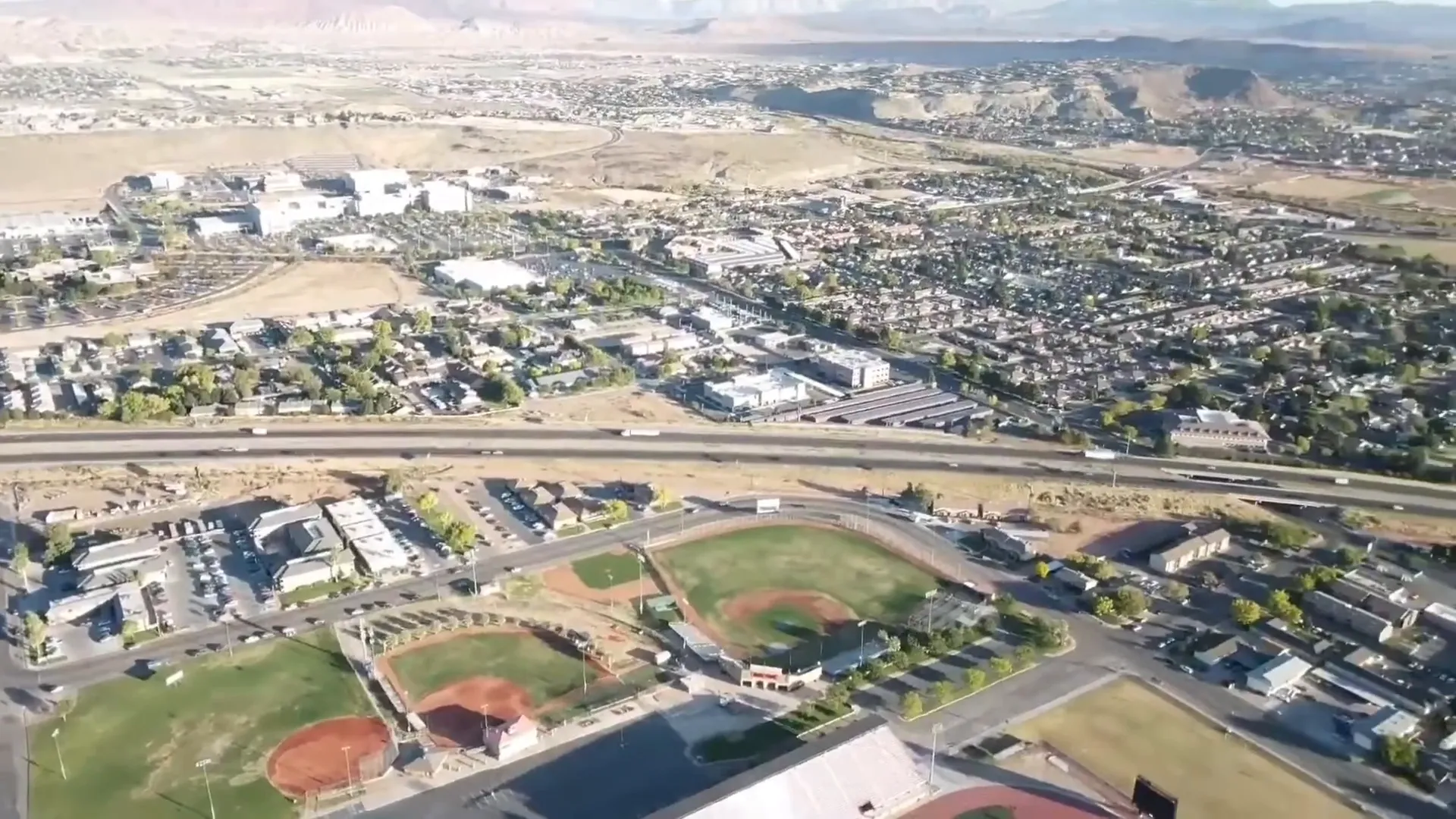 Saint George downtown area with desert landscape