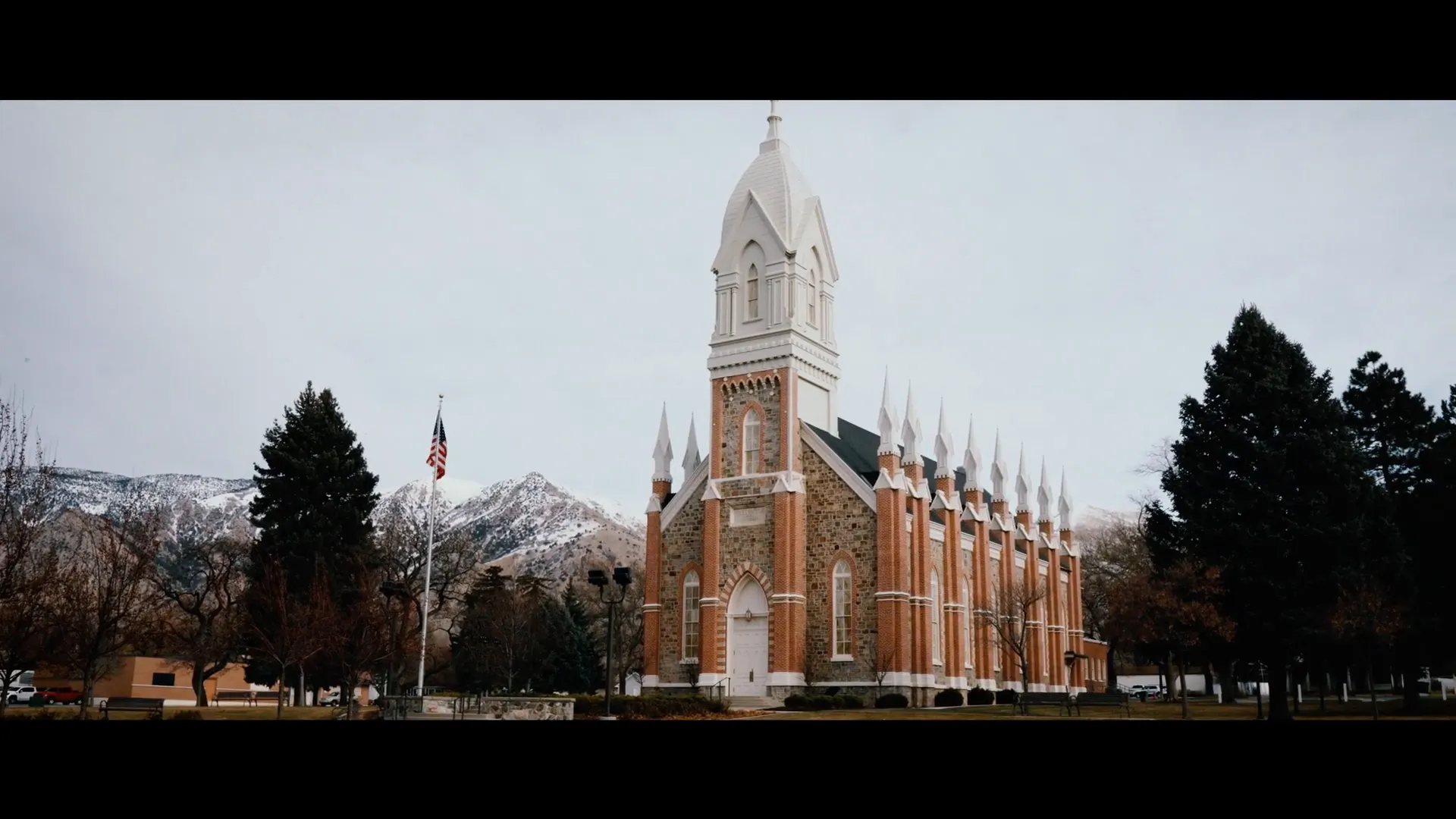 The historic Brigham City Tabernacle with its distinctive design