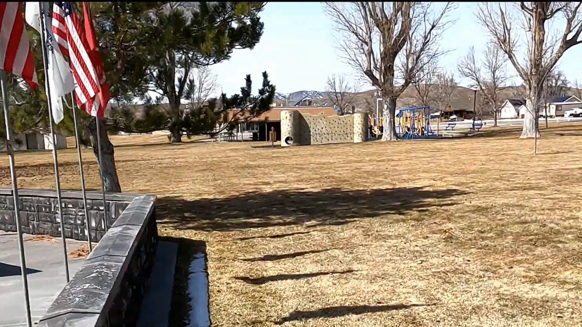 Gunnison Valley Veterans Memorial with rock climbing wall
