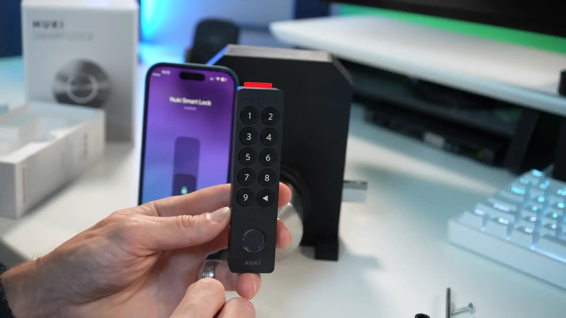 Nuki keypad with fingerprint scanner for family access