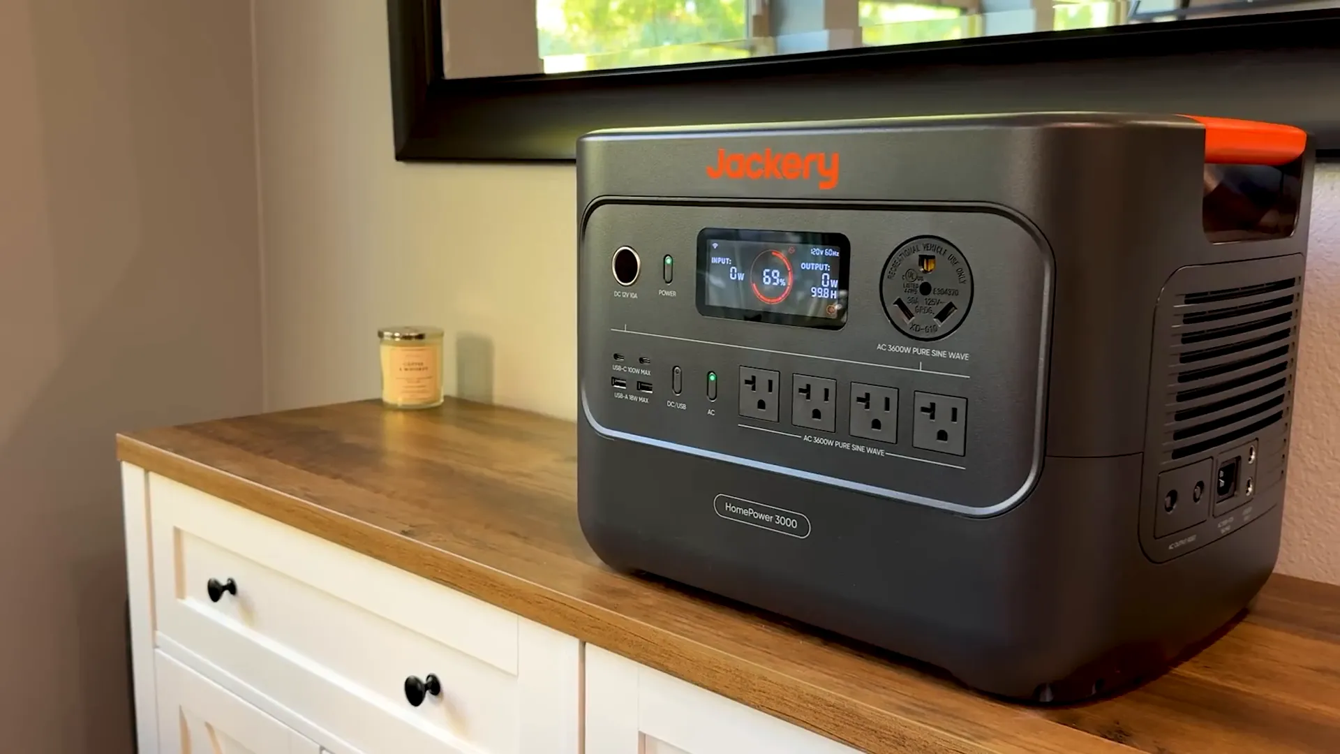 Jackery HP3000 power station in kitchen powering multiple appliances