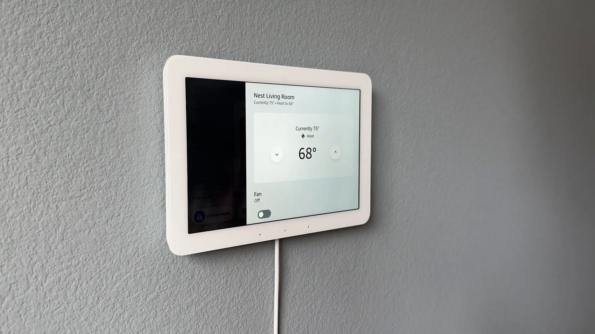Thermostat control on Echo Hub showing temperature adjustment