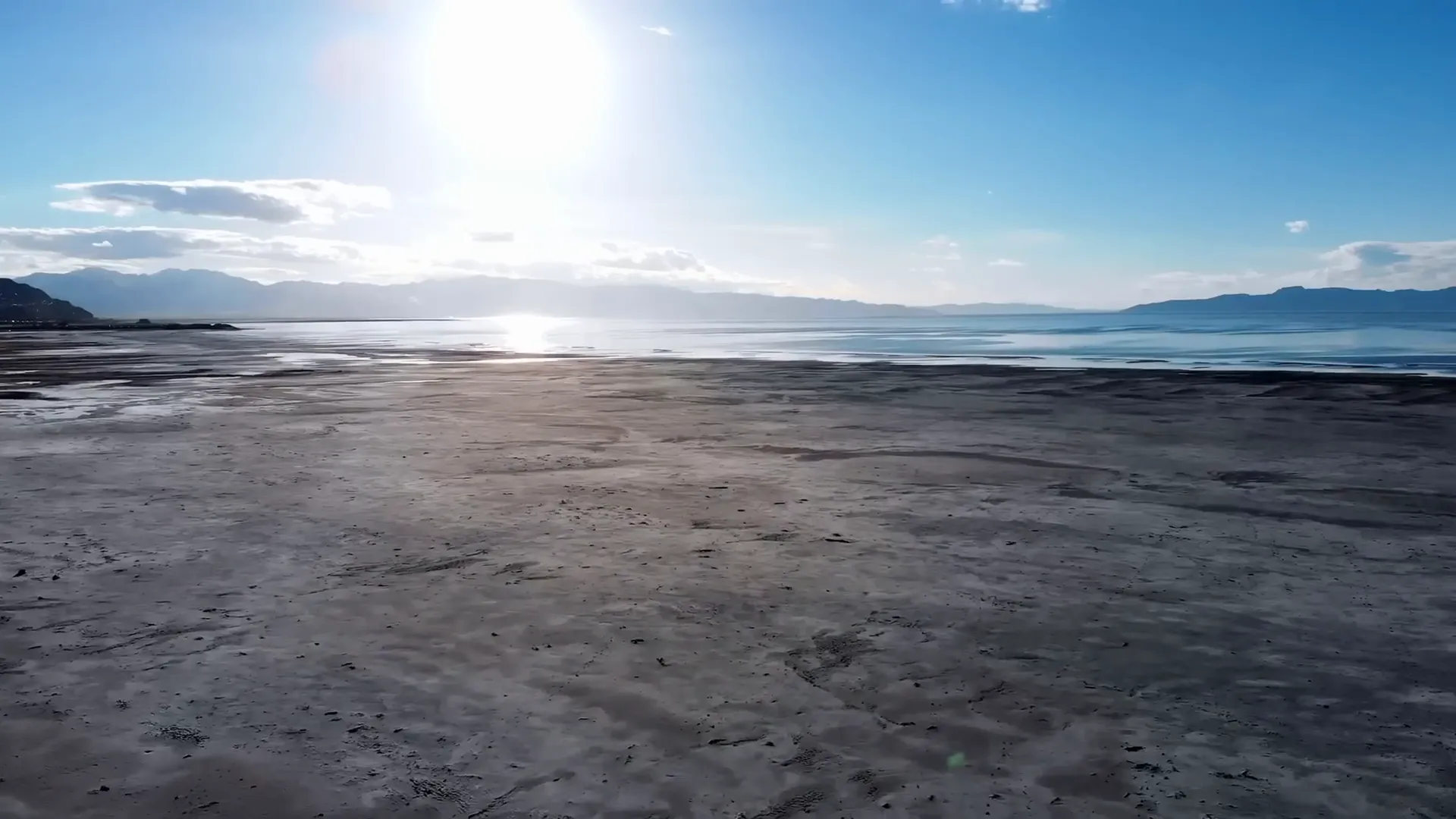 Great Salt Lake shoreline and exposed lakebed