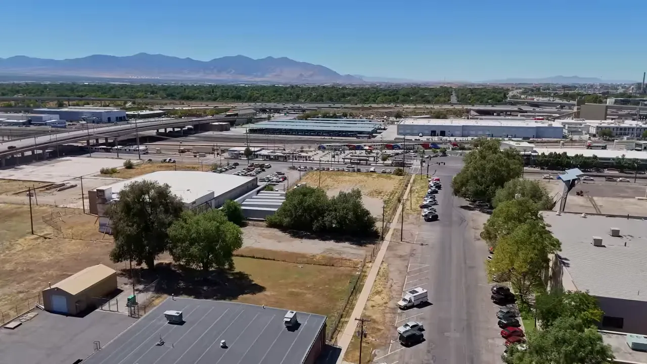 Aerial view of Salt Lake City's west side rail yards and tracks proposed for burial