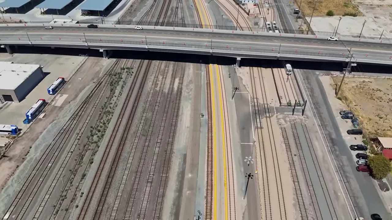 Diagrammatic concept showing multiple tracks within the proposed train box along 500 West