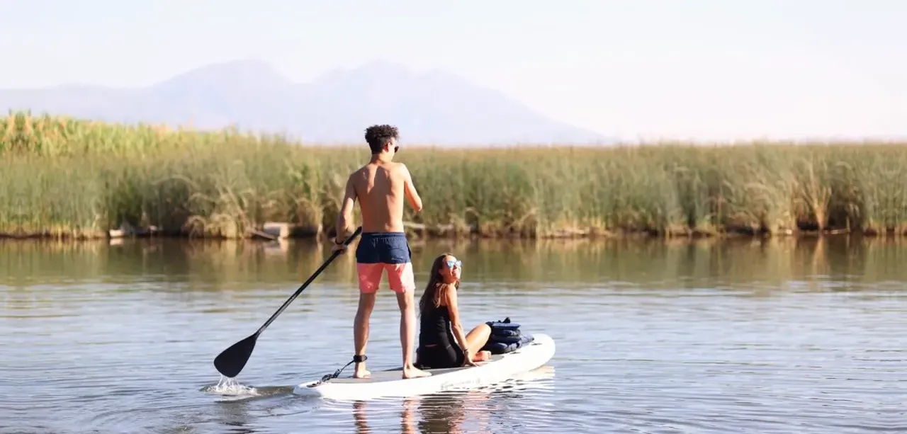 Utah Lake shoreline and recreational boats