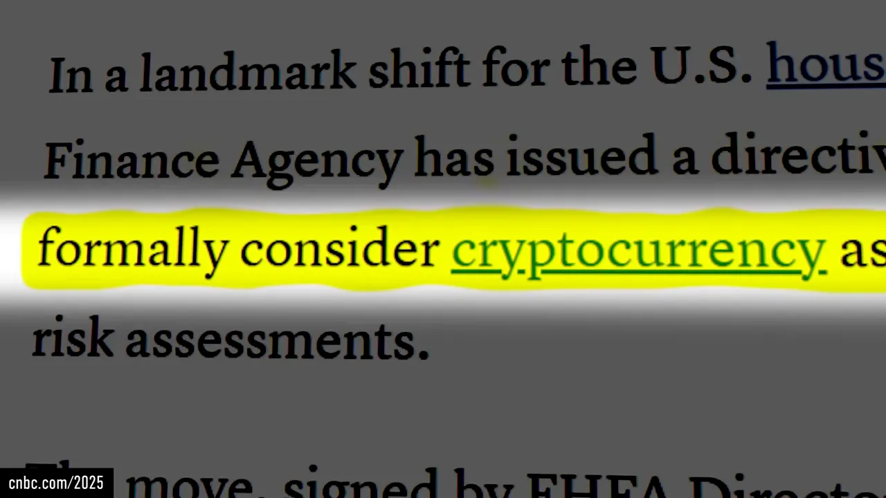 Notice referencing FHFA directive to consider cryptocurrency in mortgage assessments