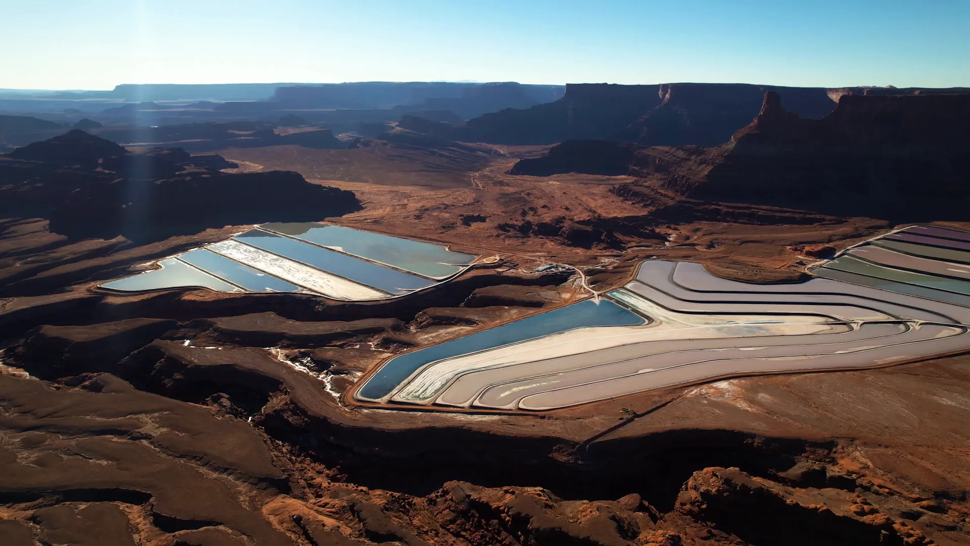Potash Ponds mirage-like colorful evaporation ponds near Moab
