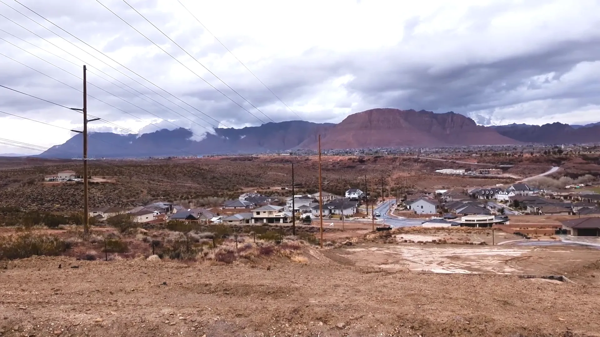 Panoramic view of Santa Clara subdivision and Red Rock Mountains